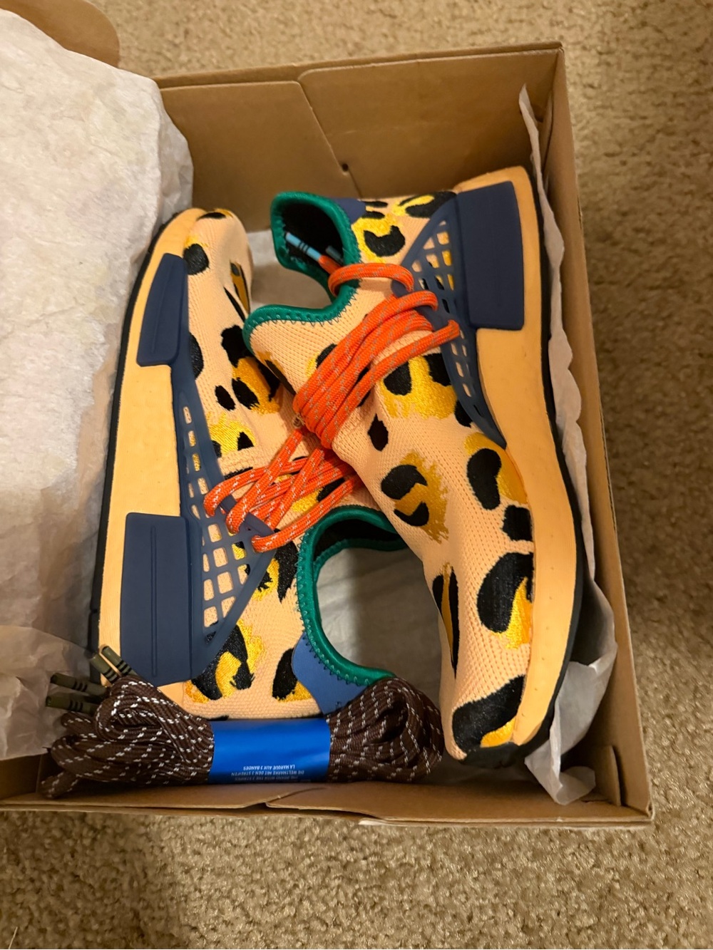 Mens Leopard Print Athletic Shoes - Orange/Black/Purple